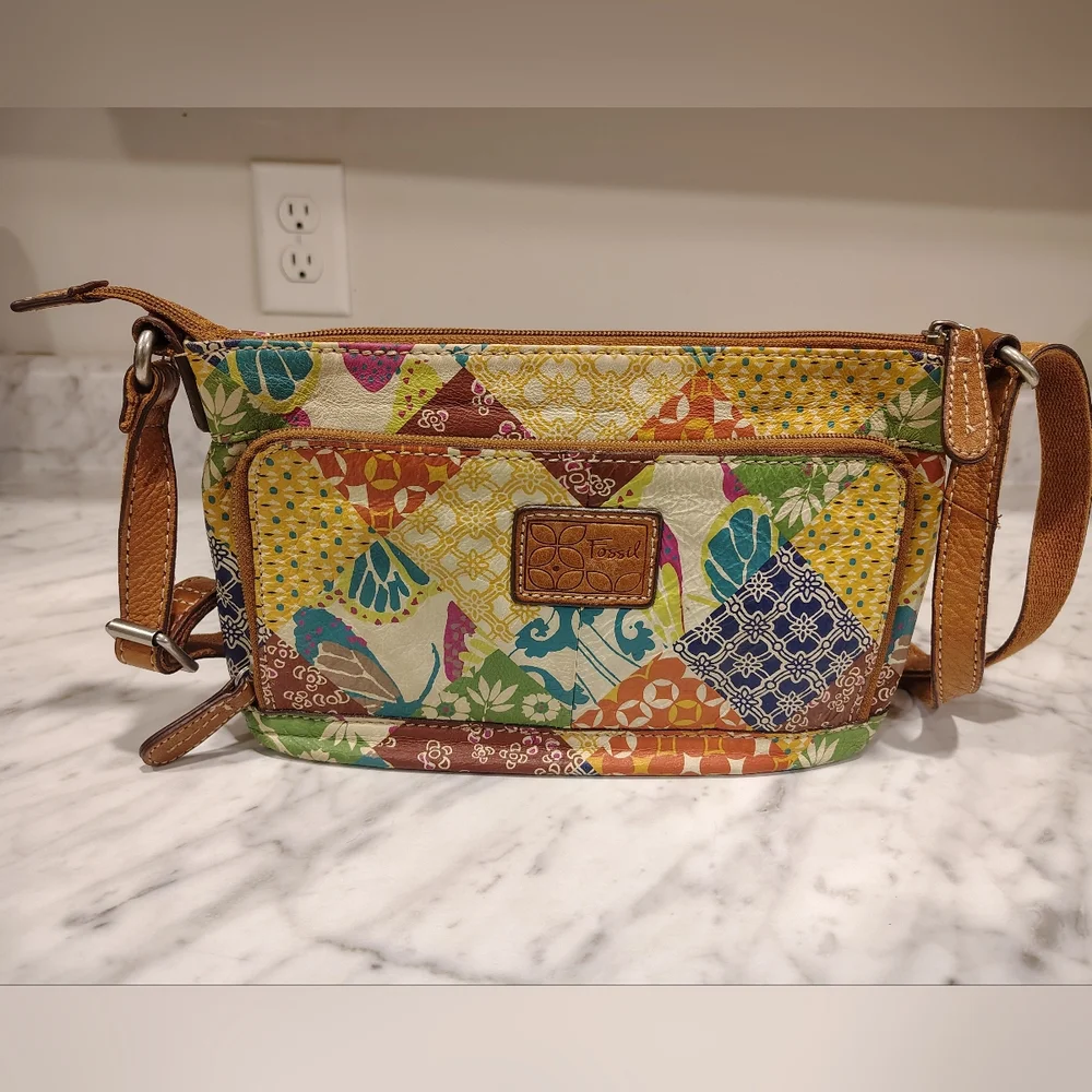 Fossil Unique Leather Patchwork Purse